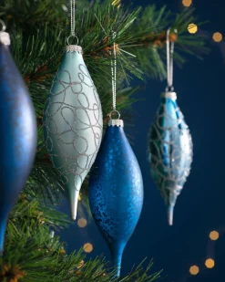 WeRChristmas Antarctica Blue Glass Baubles, 5 Pack, 15 Cm