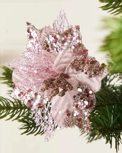 WeRChristmas Artificial Baby Pink Poinsettia Flower With Clip, 3 Pack, 12 Cm