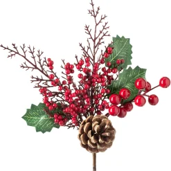 WeRChristmas Artificial Berries And Pinecones Tree Pick, Red, 20 Cm