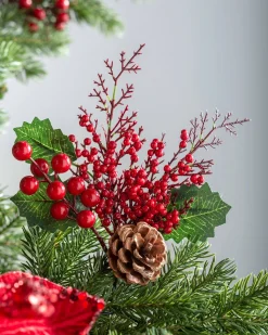 WeRChristmas Artificial Berries And Pinecones Tree Pick, Red, 20 Cm