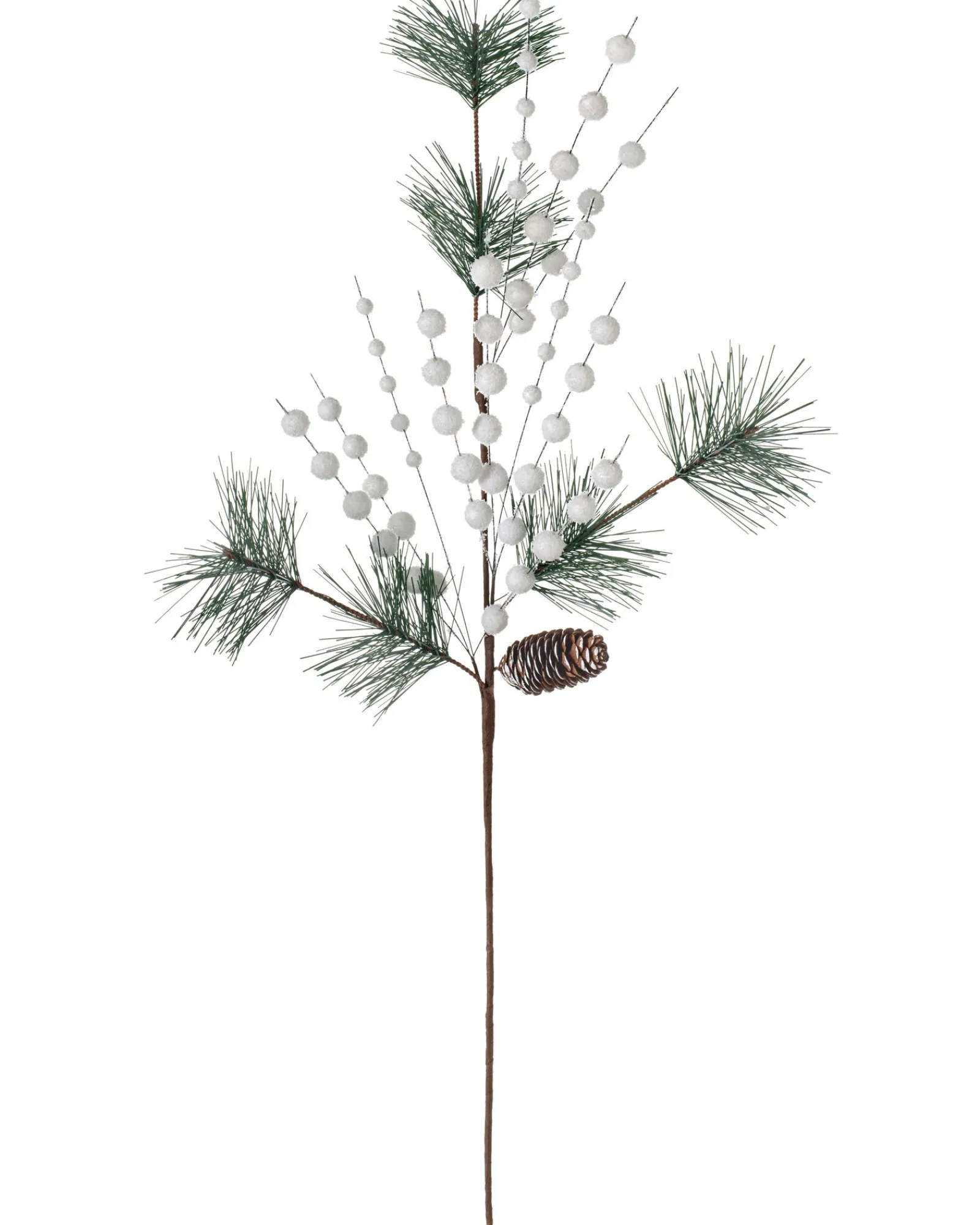 WeRChristmas Artificial Berries And Pinecone Pick, White, 66 Cm