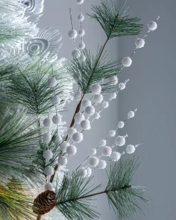WeRChristmas Artificial Berries And Pinecone Pick, White, 66 Cm