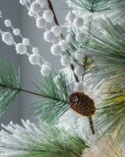 WeRChristmas Artificial Berries And Pinecone Pick, White, 66 Cm