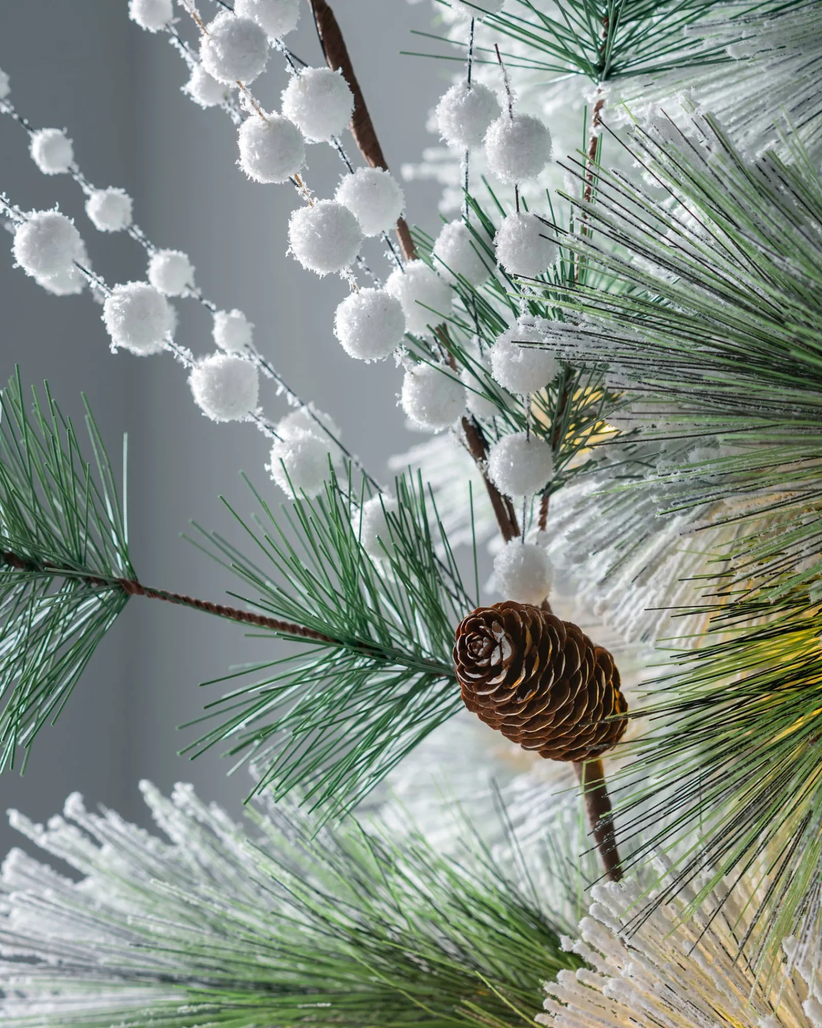 WeRChristmas Artificial Berries And Pinecone Pick, White, 66 Cm