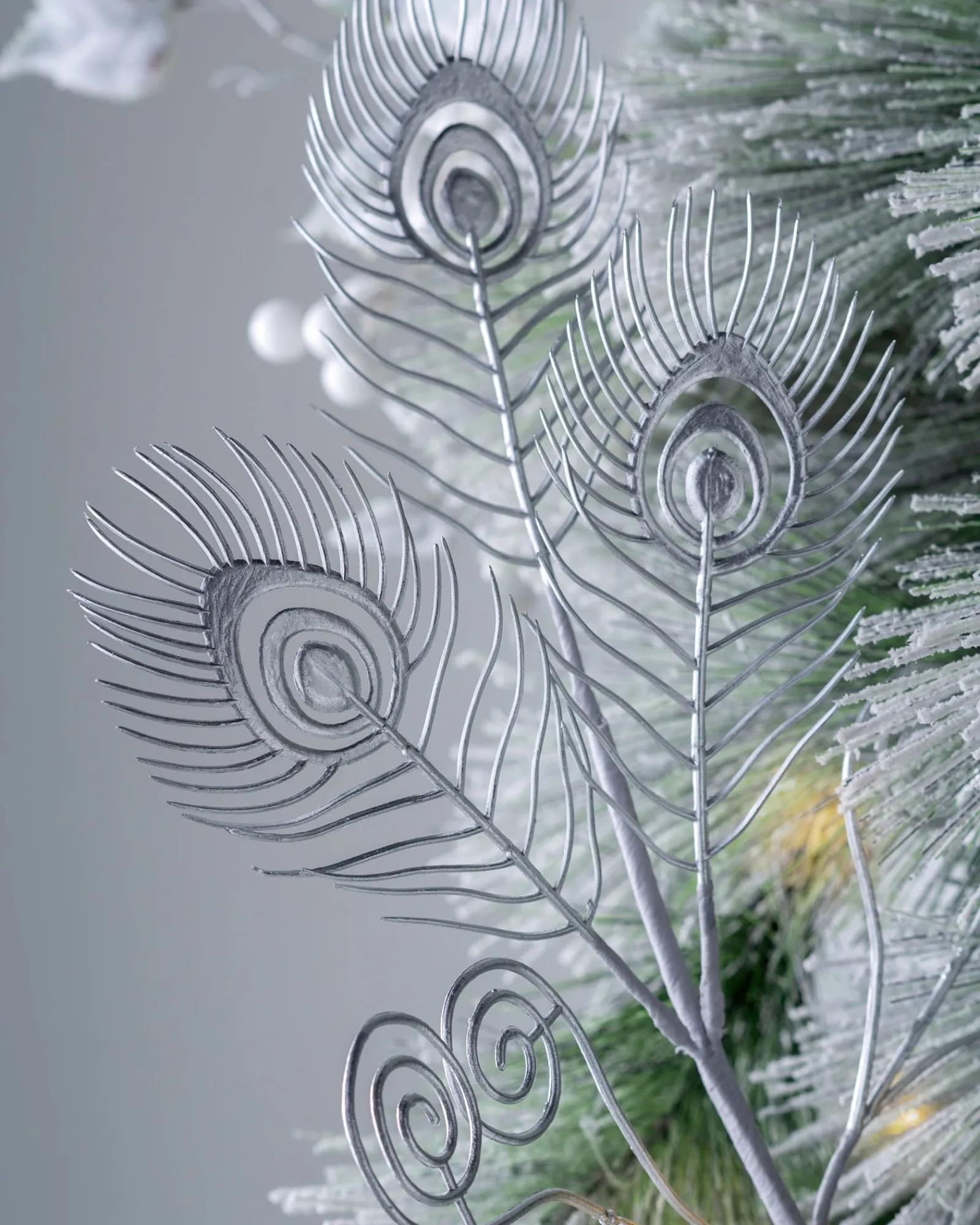 WeRChristmas Artificial Feather Pick, Silver, 62 Cm