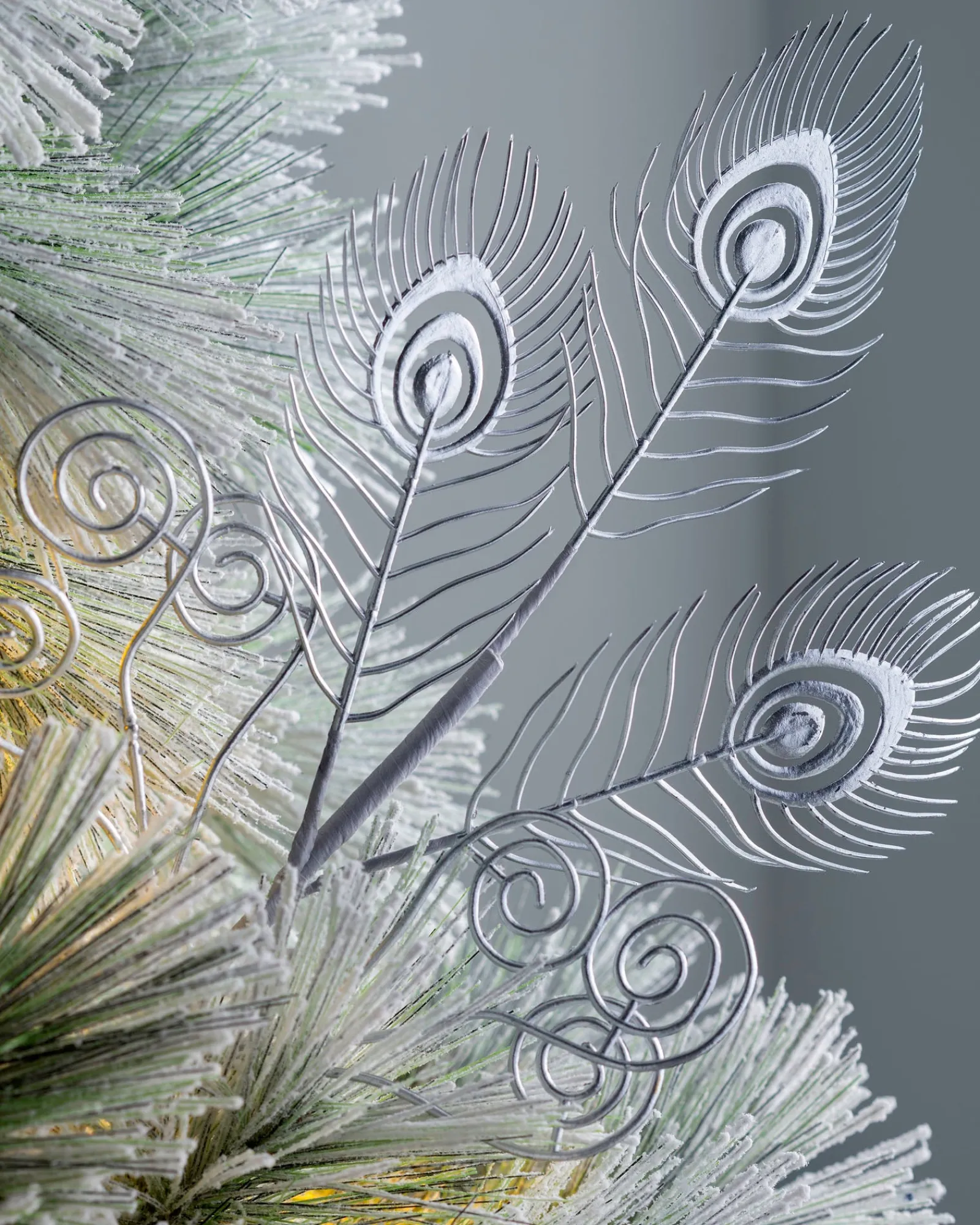 WeRChristmas Artificial Feather Pick, Silver, 62 Cm