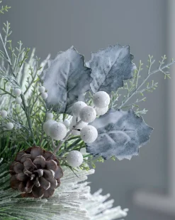 WeRChristmas Artificial Frosted Berries And Pinecones Pick, 20 Cm