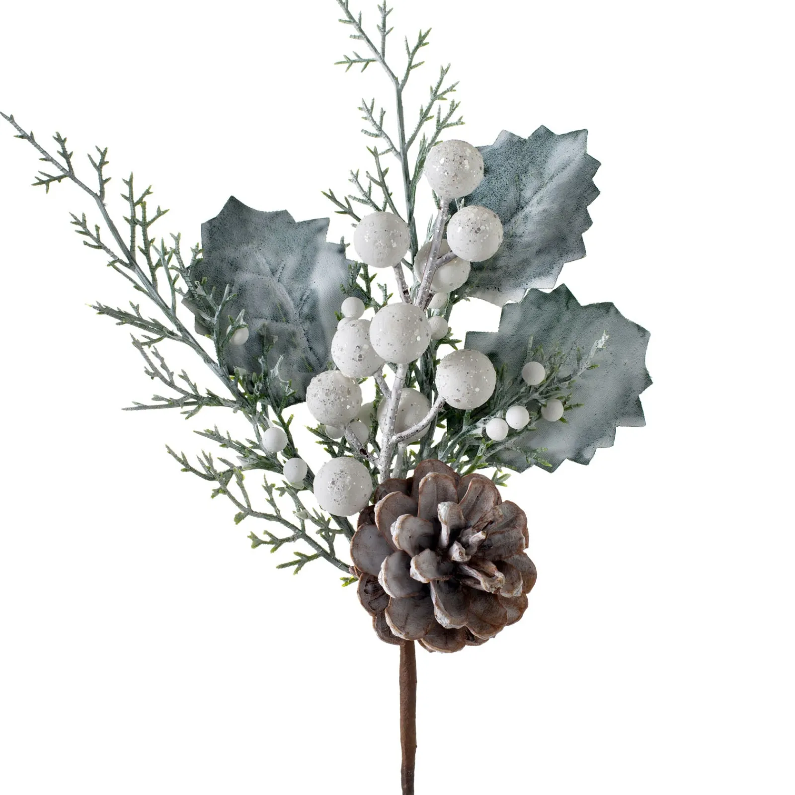 WeRChristmas Artificial Frosted Berries And Pinecones Pick, 20 Cm