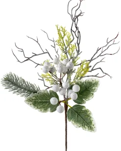 WeRChristmas Artificial Frosted Berries Pick, White, 31 Cm