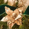 WeRChristmas Artificial Gold Poinsettia Flower With Clip, 3 Pack, 12 Cm