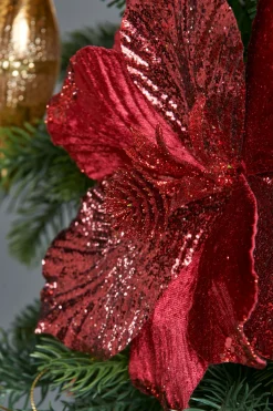 WeRChristmas Artificial Magnolia Flower, Red, 25 Cm