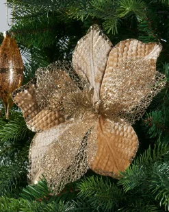 WeRChristmas Artificial Magnolia Flower, Gold, 24 Cm