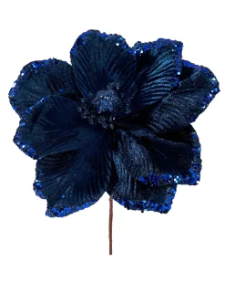 WeRChristmas Artificial Magnolia Flower, Navy, 26 Cm