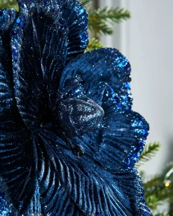 WeRChristmas Artificial Magnolia Flower, Navy, 26 Cm
