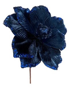 WeRChristmas Artificial Magnolia Flower, Navy, 26 Cm
