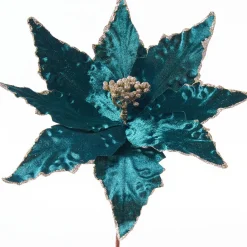 WeRChristmas Artificial Poinsettia Flower, Turquoise, 28 Cm