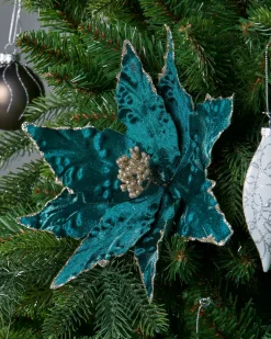 WeRChristmas Artificial Poinsettia Flower, Turquoise, 28 Cm
