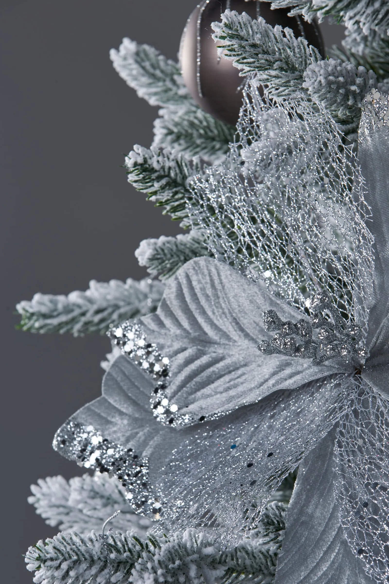 WeRChristmas Artificial Poinsettia Flower, Silver, 30 Cm