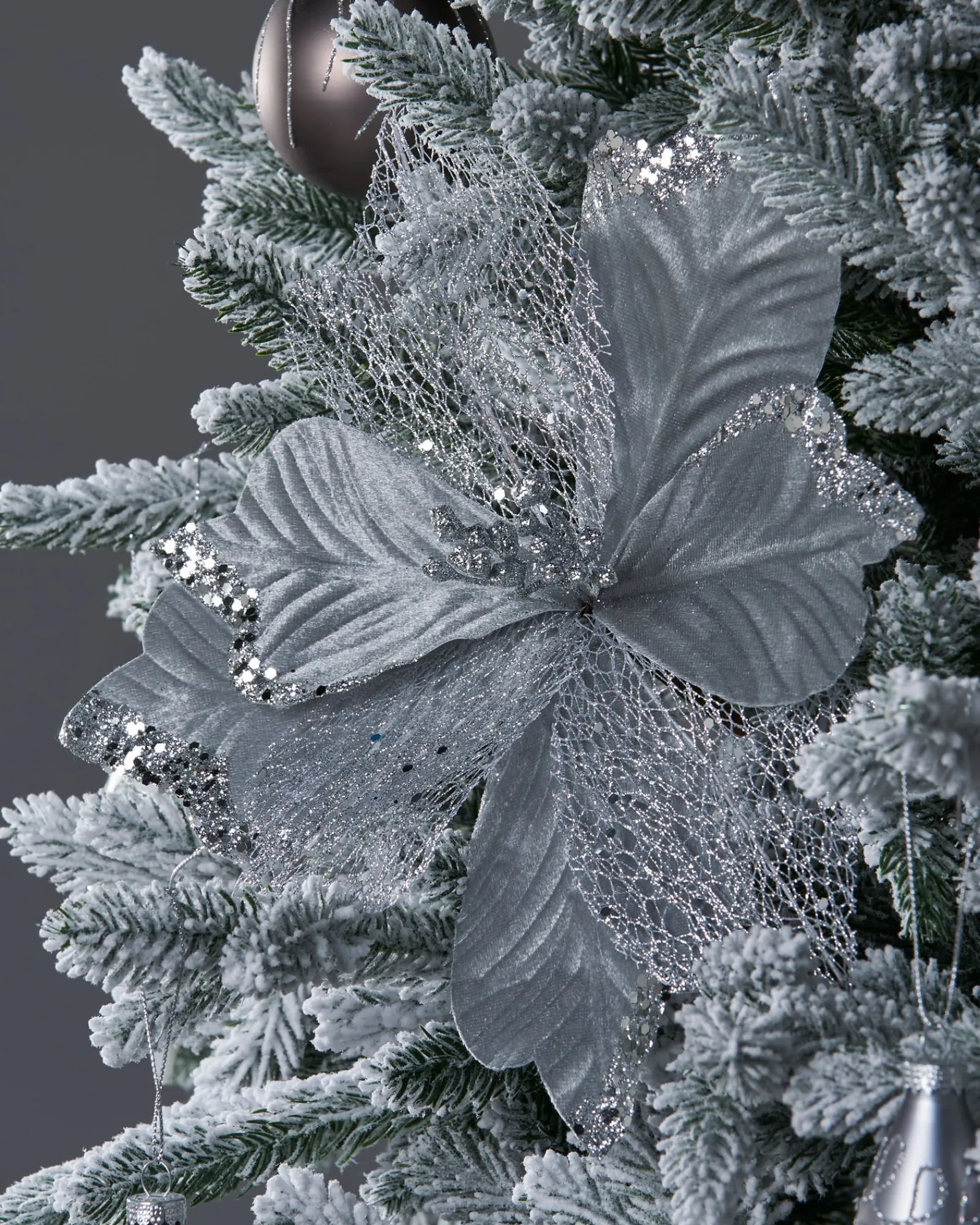 WeRChristmas Artificial Poinsettia Flower, Silver, 30 Cm