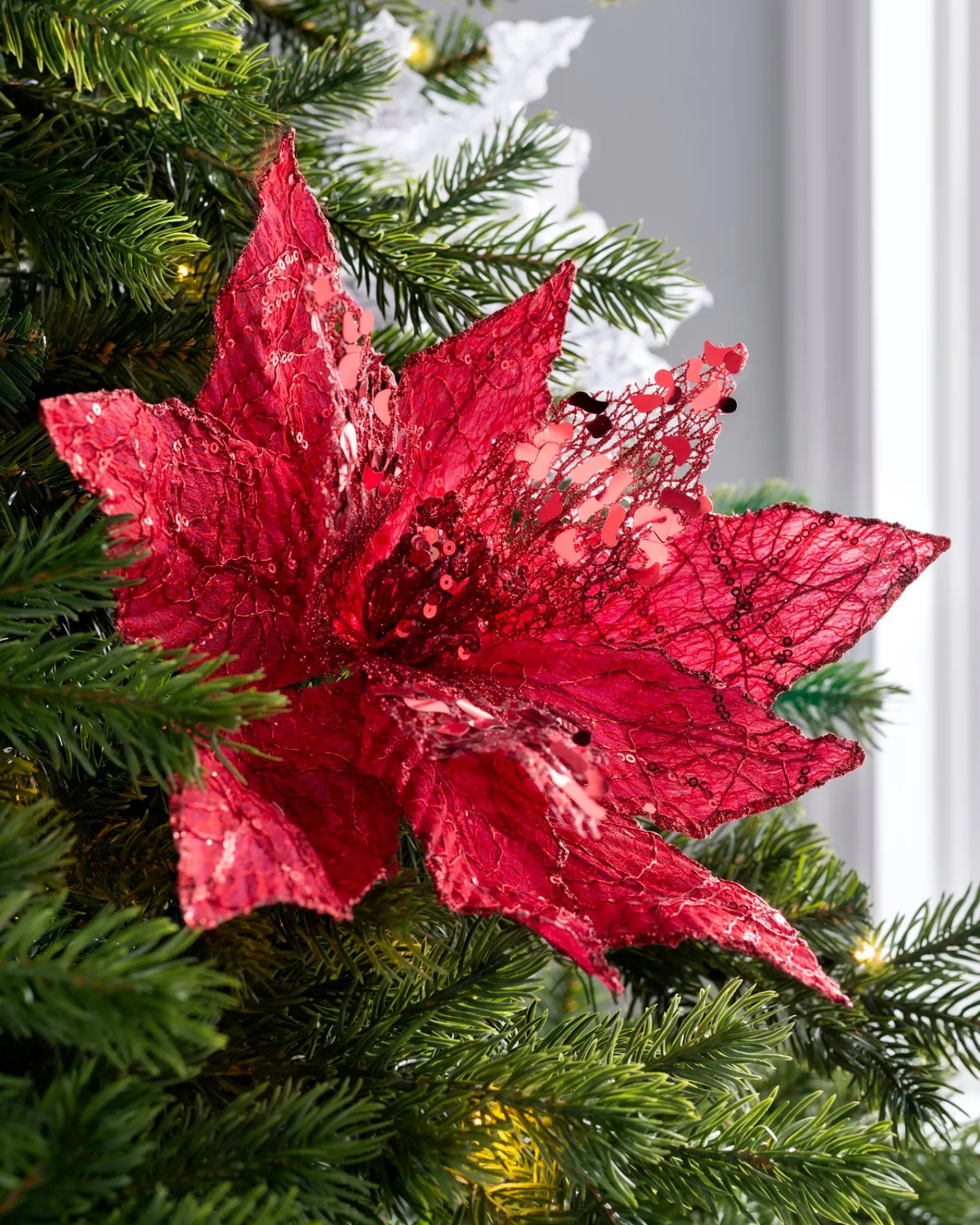 WeRChristmas Artificial Poinsettia Flower, Red, 34 Cm