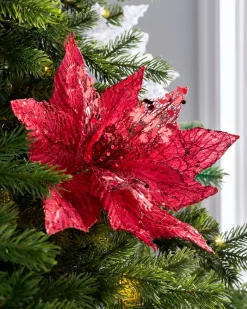 WeRChristmas Artificial Poinsettia Flower, Red, 34 Cm