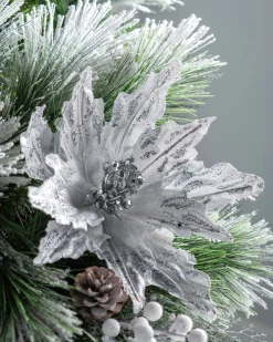 WeRChristmas Artificial Poinsettia Flower, Silver, 30 Cm