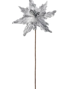 WeRChristmas Artificial Poinsettia Flower, Silver, 30 Cm