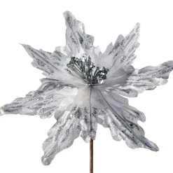 WeRChristmas Artificial Poinsettia Flower, Silver, 30 Cm