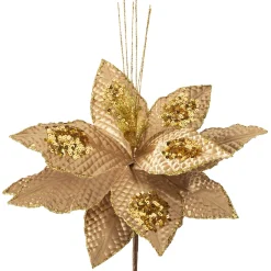 WeRChristmas Artificial Poinsettia Flower, Gold, 30 Cm