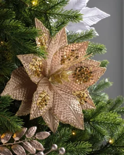 WeRChristmas Artificial Poinsettia Flower, Gold, 30 Cm
