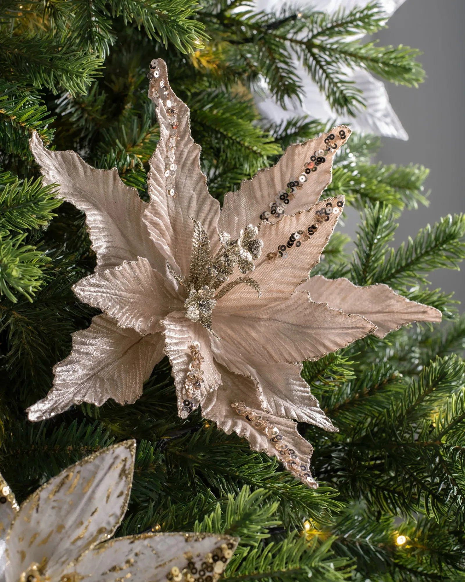 WeRChristmas Artificial Poinsettia Flower, Gold, 32 Cm