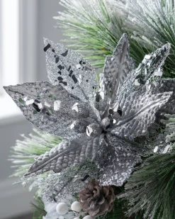 WeRChristmas Artificial Poinsettia Flower, Silver, 29 Cm