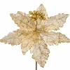 WeRChristmas Artificial Poinsettia Flower, White And Gold, 32 Cm