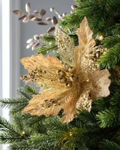 WeRChristmas Artificial Poinsettia Flower, Gold, 32 Cm