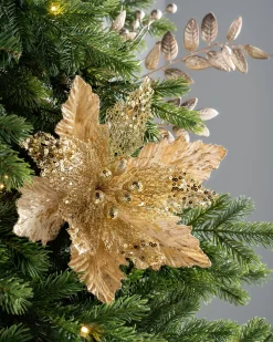 WeRChristmas Artificial Poinsettia Flower, Gold, 32 Cm