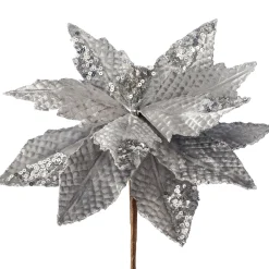WeRChristmas Artificial Poinsettia Flower, Silver, 29 Cm