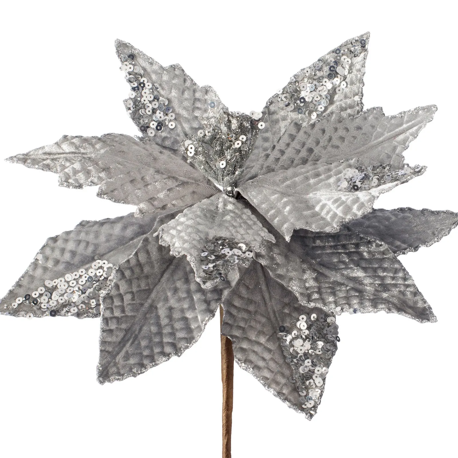 WeRChristmas Artificial Poinsettia Flower, Silver, 29 Cm