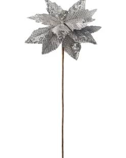 WeRChristmas Artificial Poinsettia Flower, Silver, 29 Cm