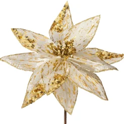 WeRChristmas Artificial Poinsettia Flower, Gold, 28 Cm