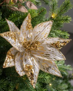 WeRChristmas Artificial Poinsettia Flower, Gold, 28 Cm