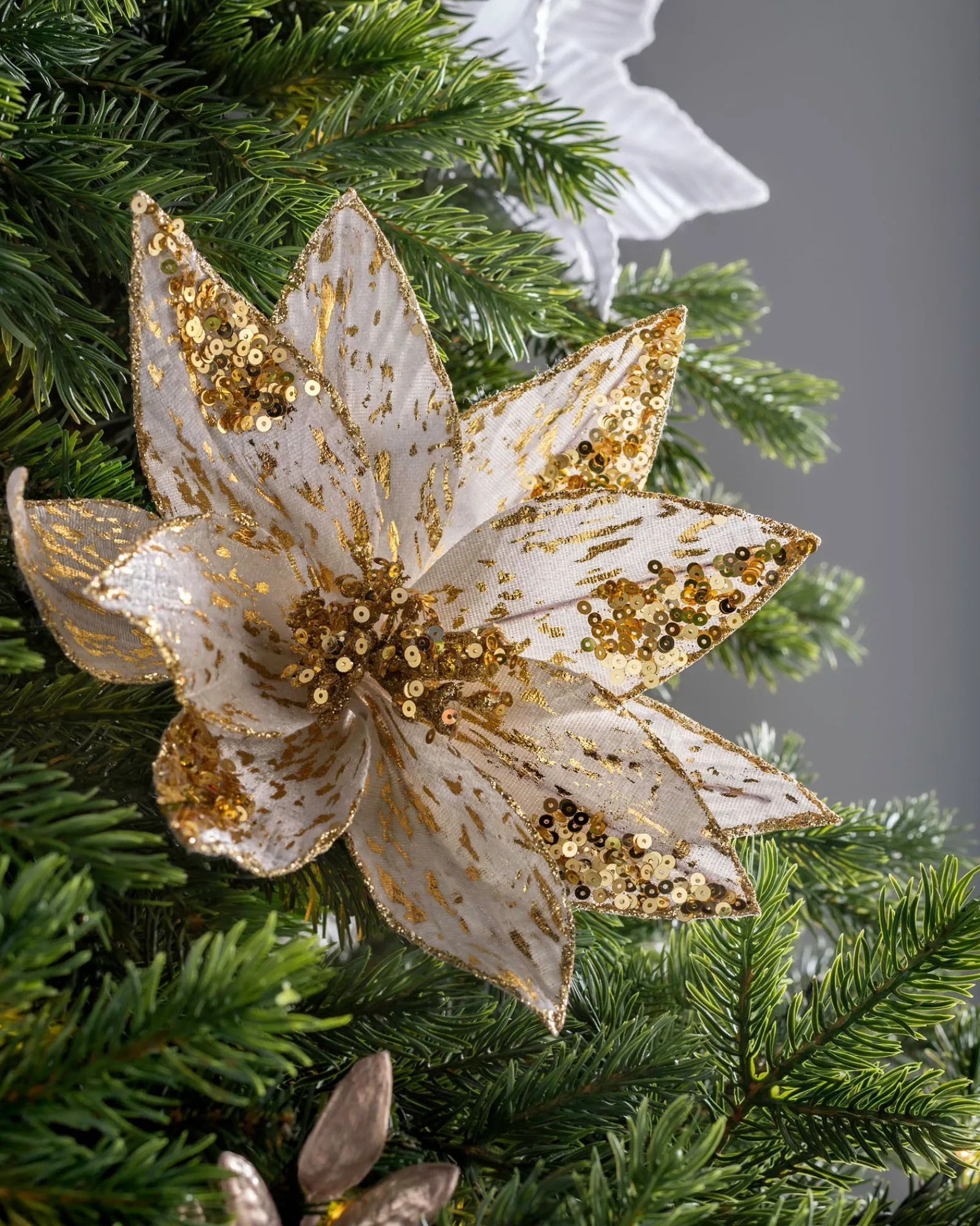 WeRChristmas Artificial Poinsettia Flower, Gold, 28 Cm