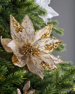 WeRChristmas Artificial Poinsettia Flower, Gold, 28 Cm