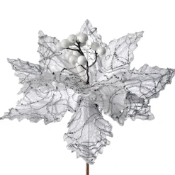 WeRChristmas Artificial Poinsettia Flower, White, 32 Cm