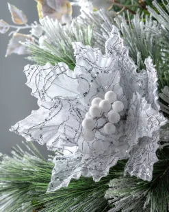 WeRChristmas Artificial Poinsettia Flower, White, 32 Cm