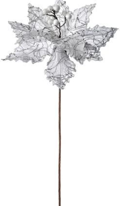 WeRChristmas Artificial Poinsettia Flower, White, 32 Cm