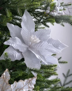 WeRChristmas Artificial Poinsettia Flower, White, 34 Cm