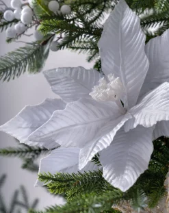 WeRChristmas Artificial Poinsettia Flower, White, 34 Cm