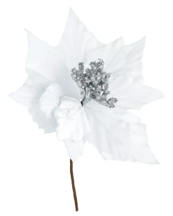 WeRChristmas Artificial Poinsettia Flower, White, 26 Cm