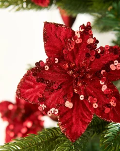 WeRChristmas Artificial Red Poinsettia Flower With Clip, 3 Pack, 12 Cm
