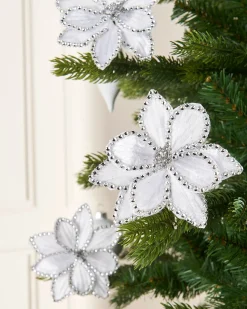 WeRChristmas Artificial White Poinsettia Flower With Clip, 3 Pack, 12 Cm